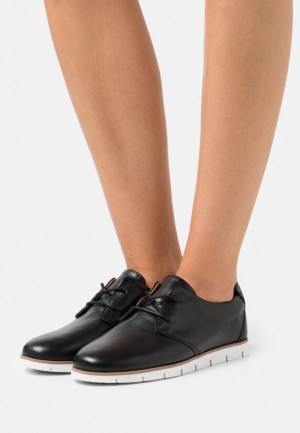 Pantofi Joase Dama Anna Field Piele Casual Dantela Ups Negrii | 87915-ZFHS