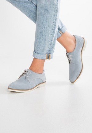 Pantofi Joase Dama Anna Field Piele Dantela Ups Albastri Deschis | 17439-VNLW
