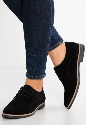 Pantofi Joase Dama Anna Field Piele Dantela Ups Negrii | 59234-IVAX