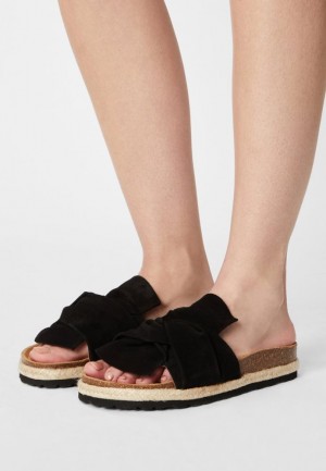 Papuci Dama Anna Field Confort Piele Slippers Negrii | 01365-CIJP