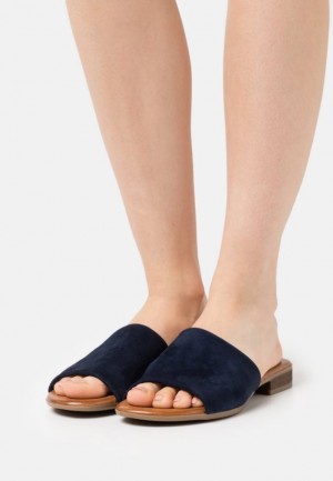 Papuci Dama Anna Field Piele Mules Albastri Inchis | 19608-VBNR