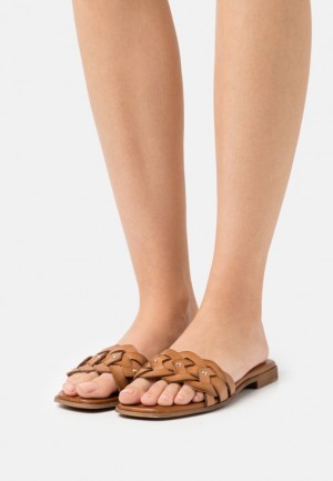 Papuci Dama Anna Field Piele Mules Maro | 39270-FKIR