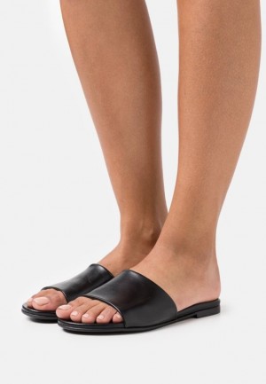 Papuci Dama Anna Field Piele Mules Negrii | 72310-UZHC