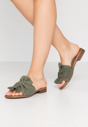 Papuci Dama Anna Field Piele Mules Verzi | 91863-LTPO
