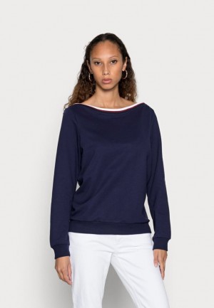 Pulover Dama Anna Field Barca Neck Sweatshirt Albastri Inchis | 90827-CKGB
