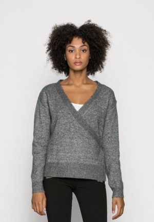 Pulover Dama Anna Field Loose Fit Wrap Jumper Gri Inchis | 24063-DZLV