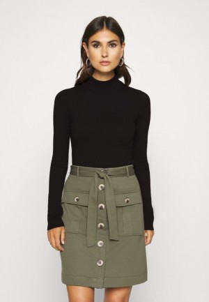Pulover Dama Anna Field Mock Neck Basic Jumper Negrii | 76403-XJHB