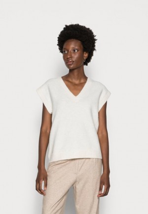 Pulover Dama Anna Field V Neck Vest Jumper Bej | 35492-RBGD