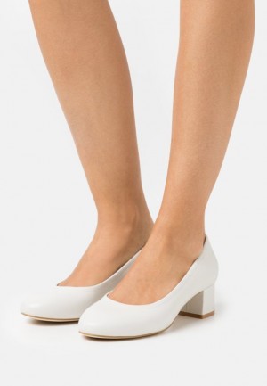 Pumps Dama Anna Field Piele Confort Clasici Heels Albi | 50842-XIBA