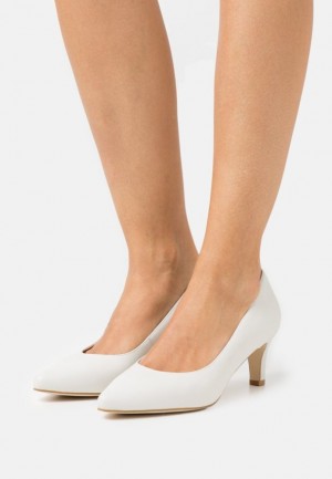 Pumps Dama Anna Field Piele Confort Clasici Heels Albi | 73645-YNQC