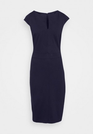 Rochie Dama Anna Field Cap Sleeves Drept V Neck Detailing Mini Rochie Shift Rochie Albastri Inchis | 23154-KEZU