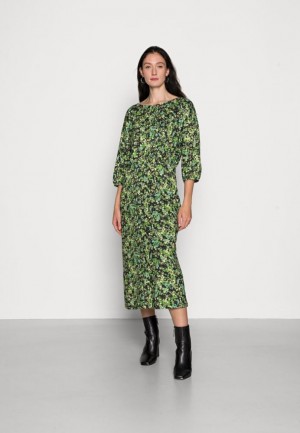 Rochie Dama Anna Field Quarter Sleeves Elevated Casual Midi Rochie Negrii | 27594-GBSX