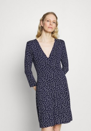 Rochie Dama Anna Field Quarter Sleeves Wrap Mini Rochie Jersey Rochie Albastri Inchis | 57308-EMIG