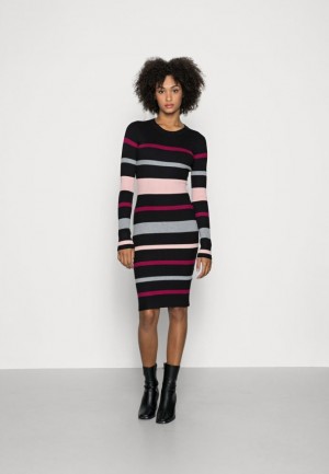 Rochie Dama Anna Field Regular Fit Stripes Rochie Jumper Rochie Negrii | 86197-UEZH