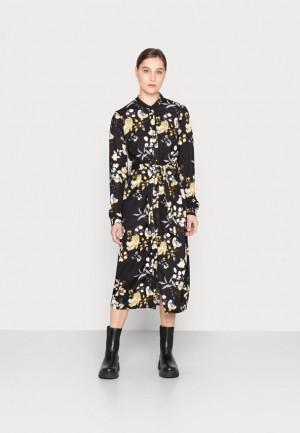 Rochie Dama Anna Field Shirt Collar Midi Belted Rochie Shirt Rochie Negrii | 34821-ICNV