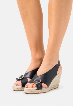 Sandale Dama Anna Field Confort Piele Platforma Sandals Albastri Inchis | 19706-IZSL