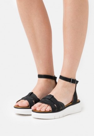 Sandale Dama Anna Field Confort Piele Platforma Sandals Negrii | 71895-ROBD