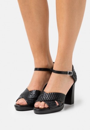 Sandale Dama Anna Field Piele High Toc Sandals Negrii | 34198-XSLI