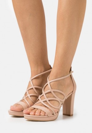 Sandale Dama Anna Field Piele High Toc Sandals Bej | 24513-MCSJ