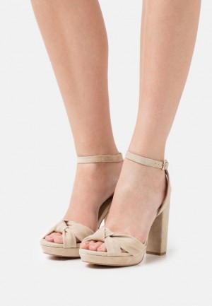 Sandale Dama Anna Field Piele High Toc Sandals Bej | 80513-VJNL