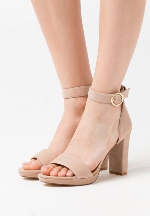 Sandale Dama Anna Field Piele High Toc Sandals Bej | 78524-OJWZ