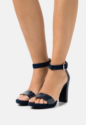 Sandale Dama Anna Field Piele High Toc Sandals Albastri Inchis | 61739-ASVJ