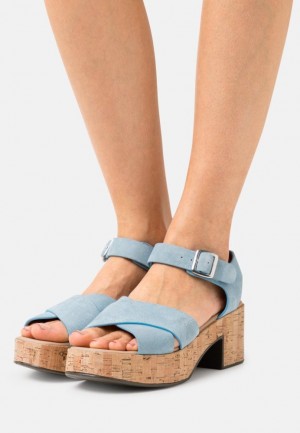 Sandale Dama Anna Field Piele Platforma Sandals Albastri Deschis | 92745-TQWJ