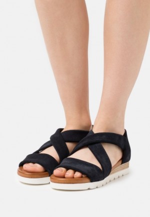 Sandale Dama Anna Field Piele Platforma Sandals Albastri Inchis | 20487-CTER