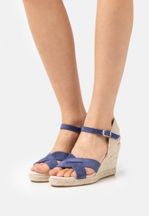 Sandale Dama Anna Field Piele Platforma Sandals Albastri Inchis | 12635-VHTK