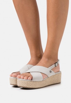 Sandale Dama Anna Field Piele Platforma Sandals Gri | 73012-AMBY