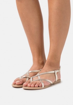 Sandale Dama Anna Field Piele T Bar Sandals Aurii | 16425-YIXE