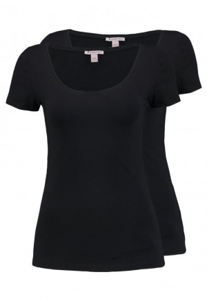 Tricouri Dama Anna Field 2 Pack Basic T Shirt Negrii | 51328-KLDU