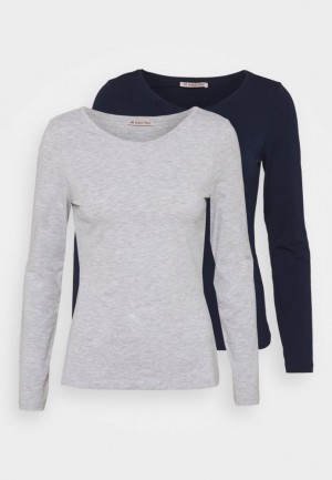Tricouri Dama Anna Field 2 Pack Long Sleeved Top Albastri Inchis | 90123-PFKG