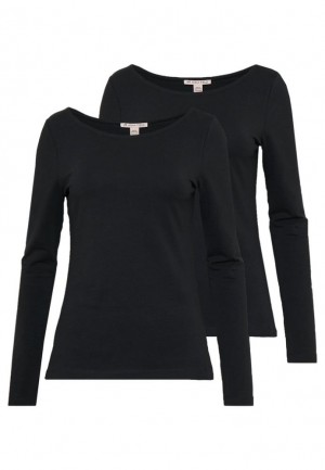Tricouri Dama Anna Field 2 Pack Long Sleeved Top Negrii | 72610-GCNF