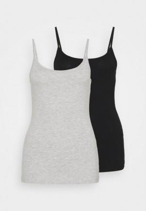 Tricouri Dama Anna Field 2 Pack Top Negrii | 29150-BYGQ