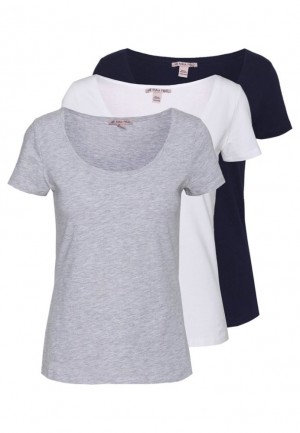 Tricouri Dama Anna Field 3 Pack Basic T Shirt Albi | 46135-CFTD