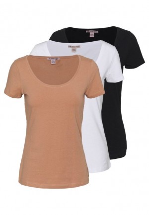 Tricouri Dama Anna Field 3 Pack Basic T Shirt Albi | 93281-UWVG