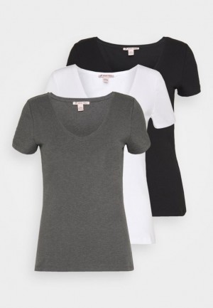 Tricouri Dama Anna Field 3 Pack Basic T Shirt Negrii | 58409-ESNK