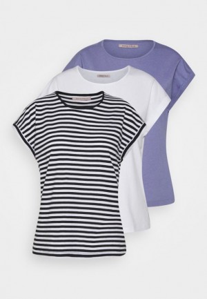 Tricouri Dama Anna Field 3 Pack Print T Shirt Albi | 05493-SKXW