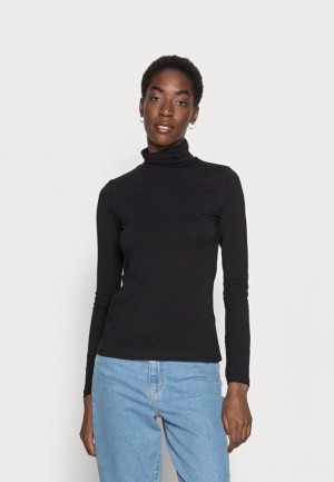 Tricouri Dama Anna Field Basic Roll Neck Long Sleeves Top Long Sleeved Top Negrii | 87120-QKWJ