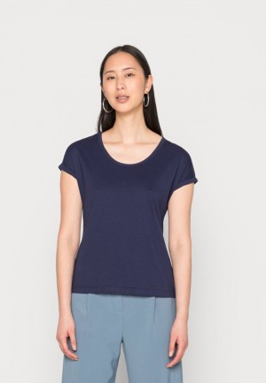 Tricouri Dama Anna Field Basic T Shirt Albastri Inchis | 17346-OJUC