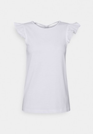 Tricouri Dama Anna Field Basic T Shirt Albi | 08416-ACXZ