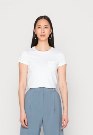Tricouri Dama Anna Field Basic T Shirt Albi | 05791-BXWY