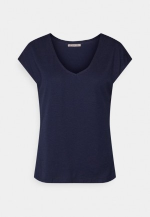 Tricouri Dama Anna Field Basic T Shirt Albastri Inchis | 85736-OGFS