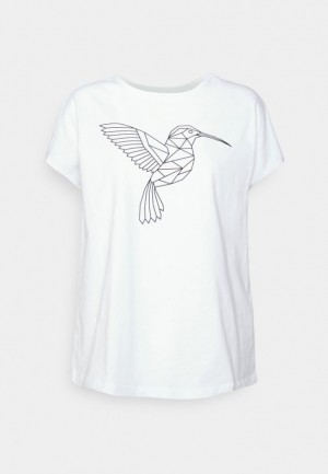 Tricouri Dama Anna Field Francesca Geometric Brid Tee Print T Shirt Albi | 34175-KOPC