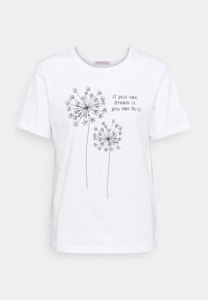 Tricouri Dama Anna Field Print T Shirt Albi | 98736-AOQL