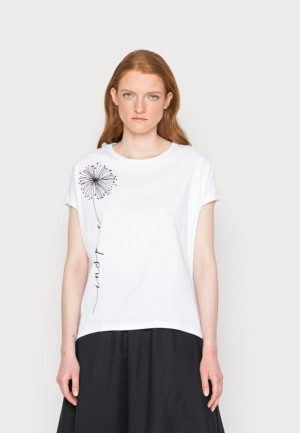 Tricouri Dama Anna Field Print T Shirt Albi | 52079-RYJM
