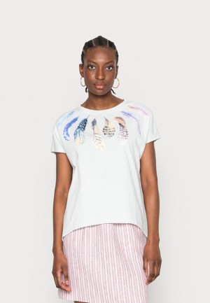 Tricouri Dama Anna Field Print T Shirt Albastri Deschis | 43276-PRLN