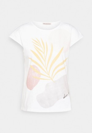 Tricouri Dama Anna Field Print T Shirt Albi | 36941-DLXH
