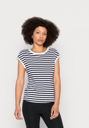 Tricouri Dama Anna Field Print T Shirt Albastri Inchis | 34875-WKJY